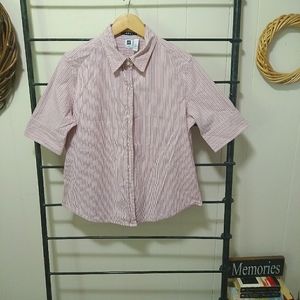 Women's XL Pink Striped Stretch Button Up Shirt